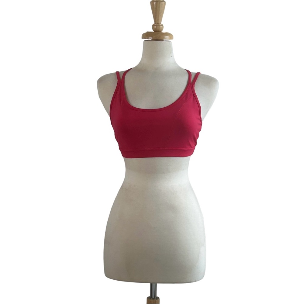 FOREVER 21 Sports Bra Unpadded Strappy Back Large Hot Pink